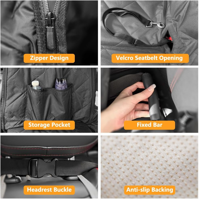 Захисний чохол на сидіння для собак Beerte, жорстка основа, 600D, водонепроникний, стійкий до подряпин, неслизький, з сіткою та кишенею для зберігання, для автомобіля
