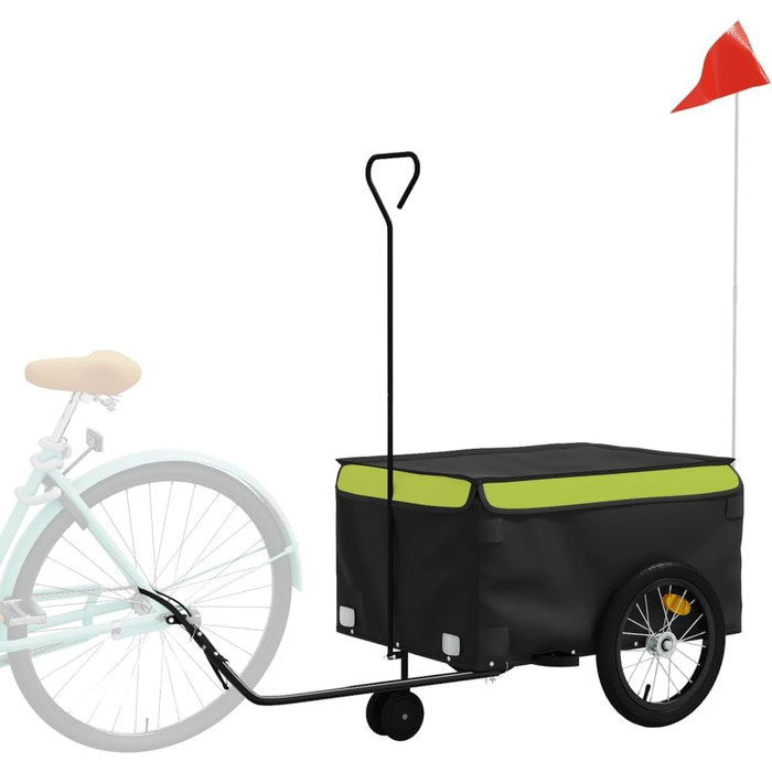 Причіп для велосипеда з металу, чорно-зелений, 45 кг, для собак