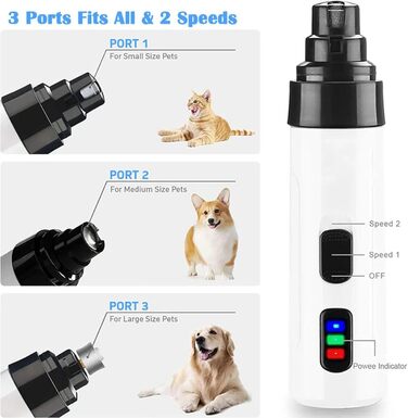 Безпечний триммер для обрізання кігтів Whispapaws з LED-підсвічуванням, 2 швидкості, бездротовий, для собак та котів