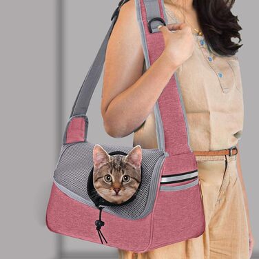 Сумка-переноска для собак і котів, рожева, 36x21 см, з відділенням для речей