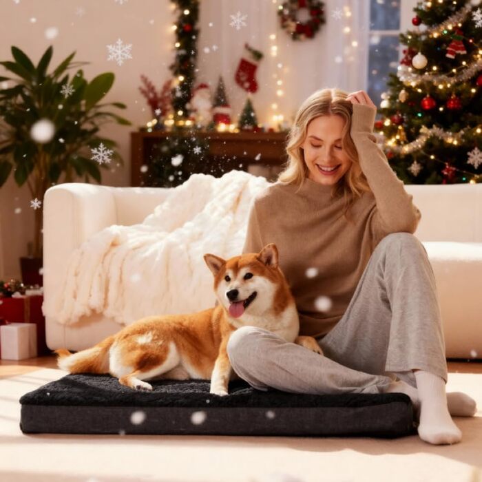 Ортопедичне ліжко для собак Patas Lague, велике, 91,4 x 61 см, м'яке, водонепроникне, з піною, знімний, пральний чохол, неслизьке дно, рожевий (JUMBO:56x40x3.5 IN, Чорний)