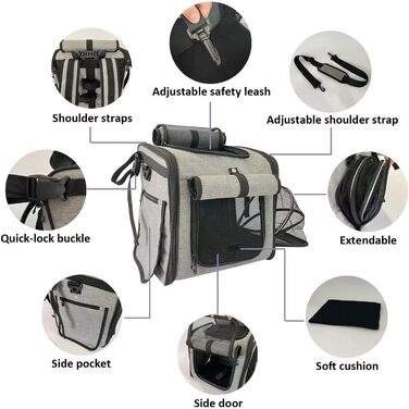 XXXLION Кошик на велосипед для собак, переноска-рюкзак для тварин з сітчастими віконцями, для собак, котів, цуценят, з регульованими ременями, сумка-тримач, для переднього колеса та автокрісла