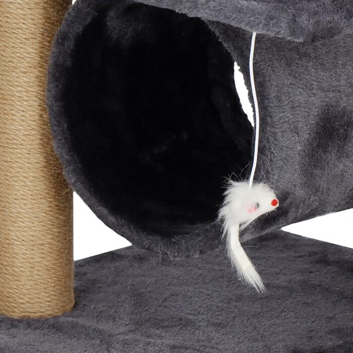 Котячий будиночок SPRINGOS з когтеточкою, лежаком та регульованою висотою, 245 см, сірий (62 см)