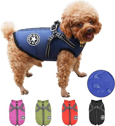Водонепроникний теплий зимовий одяг для собак, куртка для чихуахуа, лабрадора, французького бульдога (L, 4.5-6.5 кг), блакитний