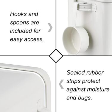 Контейнер для котячого корму JYCRA, портативний, білий, з ложкою