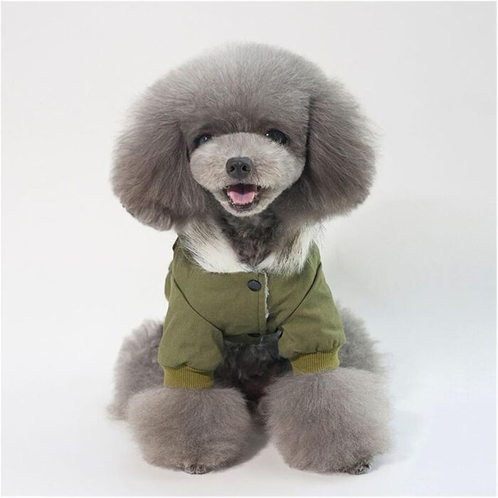 Зимова куртка для собак, теплий вітрозахисний халат для маленьких собак, одяг для домашніх тварин з капюшоном у військовому стилі, для Чихуахуа та Йоркширських тер'єрів (Бежевий5, M)