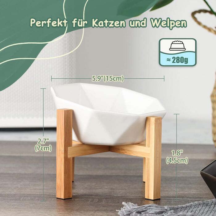 Керамічна годівниця для котів та собак на підставці, зелена. Підвищена годівниця, підходить для котів та собак.