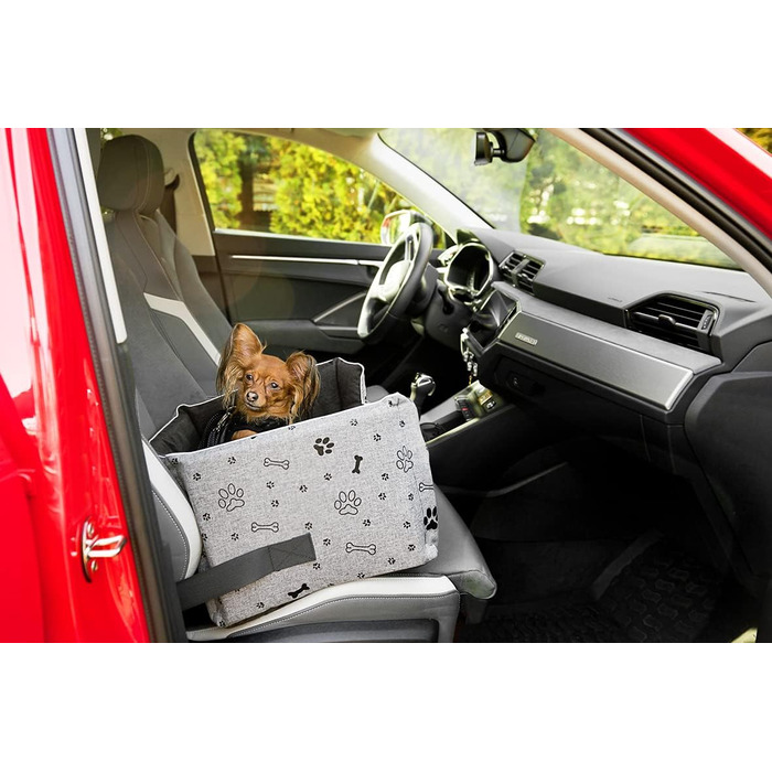 Автокрісло для собак Boutique Zoo | Зручне автокрісло для собак, котів та інших домашніх тварин | Для заднього сидіння, пасажирського сидіння | Автоматичне ліжко для собак, сумка-переноска | Поліестер, еко-замша | Колір: | Розміри: (L (57x50 см), Сірий / 