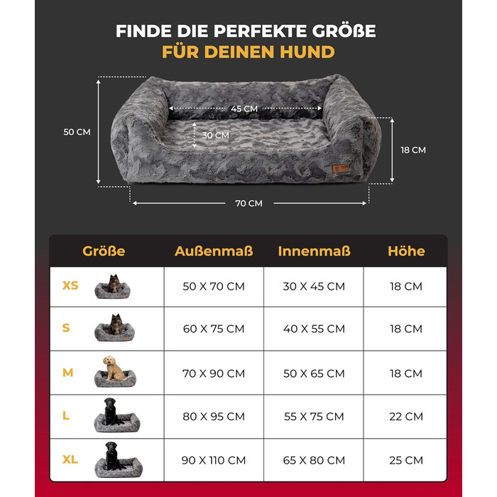 Ортопедичне ліжко для собак Deluxe Exklusiv XS (50x70 см) з Memory Foam, антиковзаючою основою, можливостю прання, колір антрацит, Made in Germany