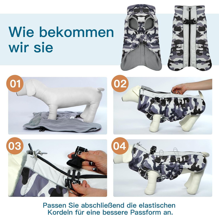 Теплий зимовий одяг для собак - теплий мантель для маленьких собак, тепла куртка для собак, флісова підкладка, отвори для повірця, мантель для собак, підходить для шнауцерів, колір: абрикосовий, розмір S, сірий