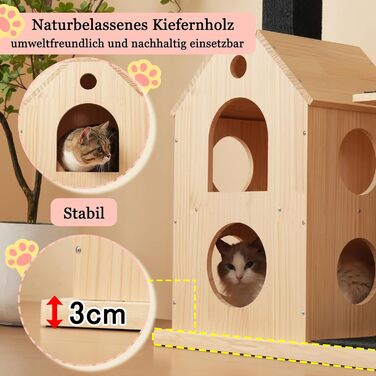 Кігтеточка для котів CareCooo 135 см з 12 стержнів, стабільна, з будиночком, сизаль, захист від перекидання, водонепроникна, для великих котів, коричнево-біла (Натуральний + Чорний + Дерево, XL)