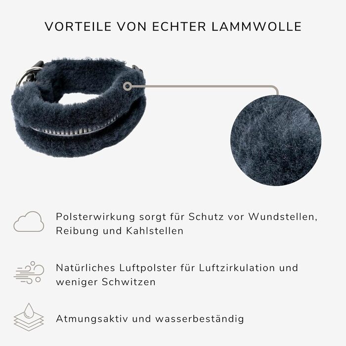 Інноваційний нашийник для собак CHRIS з ланолінової вовни, зменшує випадіння шерсті, з підкладкою, світловідбиваючий, регульований, для собак малих, середніх та великих порід, розміри M (35-45см), L (45-55см), XL (55-65см), колір антрацит