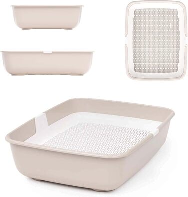 Котів туалет Schalentoilette з ситом для очищення, великий, бежевий