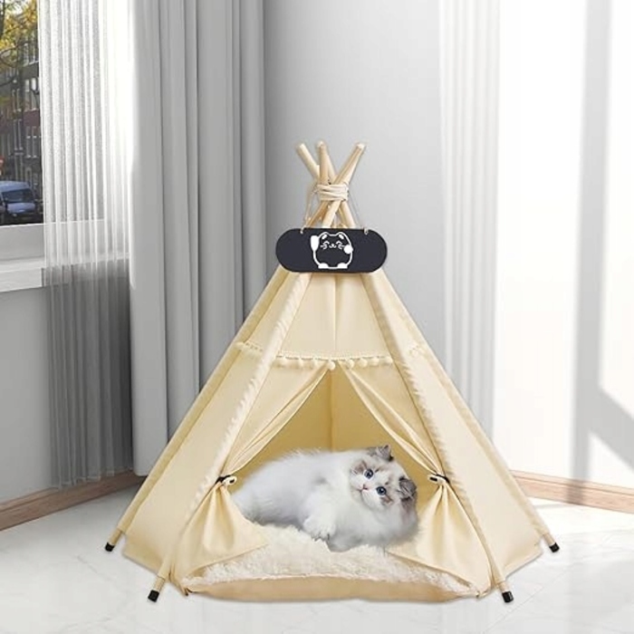Будиночок-тіпі для собак та котів: затишний намет для сну з двосторонньою подушкою