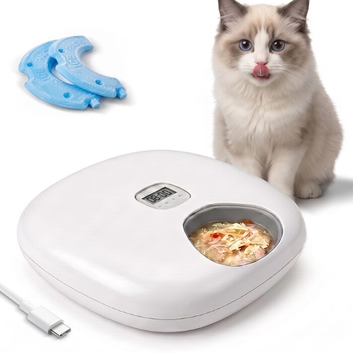 Автоматичний годувальник для вологого корму Pet Prime: цифровий таймер, 6 програмних годувань, 2 акумулятори охолодження, білий