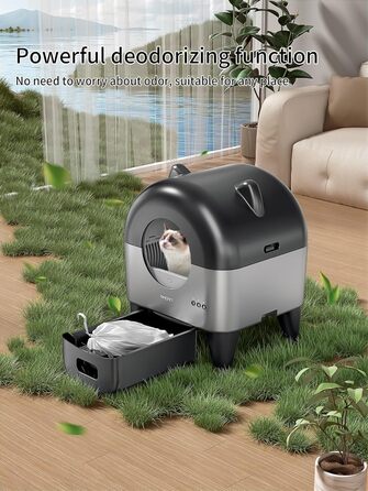 Автоматичний лоток для котів, 110 л, для кількох тварин, з мішками для сміття, герметичний, дезодорує, з додатком