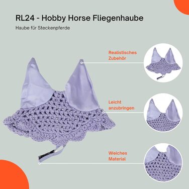 Набір аксесуарів для хобі-коня RL24 (6 предметів): вуздечка зі шнуром, ковдра та накидка від мух світло-бежевого кольору, вуздечка чорного кольору, багатокольоровий транспортний мішок для коня на палиці, аксесуари для коня на палиці (накидка від мух фіоле