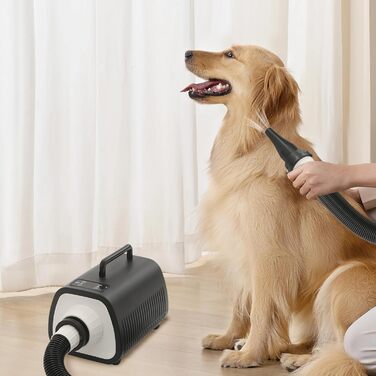 Пылесос для шерсти собак и кошек с LED-дисплеем и сенсорным управлением, 9 скоростей, вентиляция и регулировка температуры, 3 насадки, для зоомагазинов и ветеринарных клиник (черный)