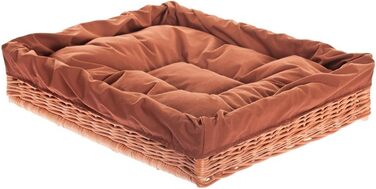 Корзина для собак та котів з ротангу, лежанка, гніздо, 60x50x18 см (натуральний колір)