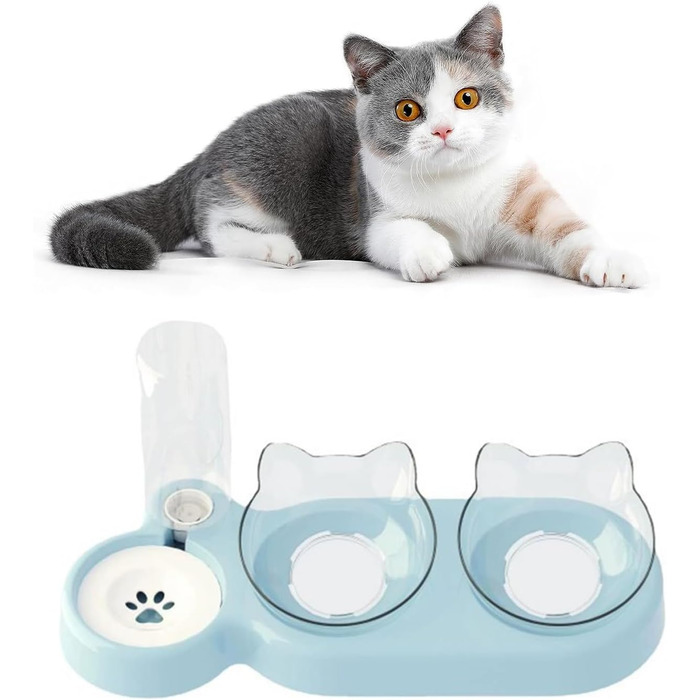 Автоматичний поїльник для котів та собак | Набір мисок з водопоїнням | Безпечний, знімний, BPA-Free (Блакитний)