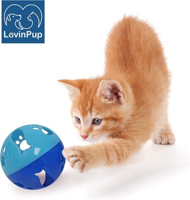 Іграшка для котів LOVINPUP, набір з 3 м'ячиків з дзвіночком, великі кульки для котів і кошенят, синій колір