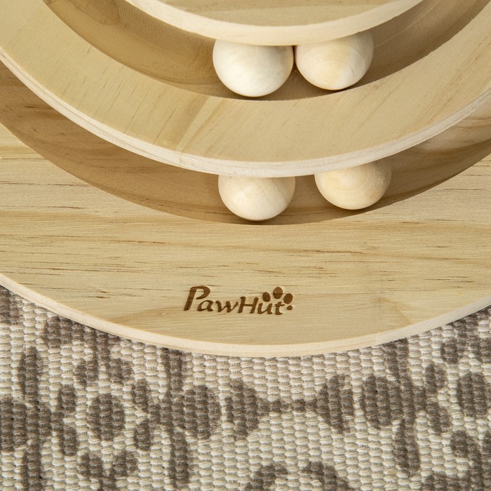 PawHut Cat Tower 56H см з 3-рівневим поворотним столом, дошкою для кігтеточок, іграшкою-м'ячем, кігтеточкою з натурального дерева для котів