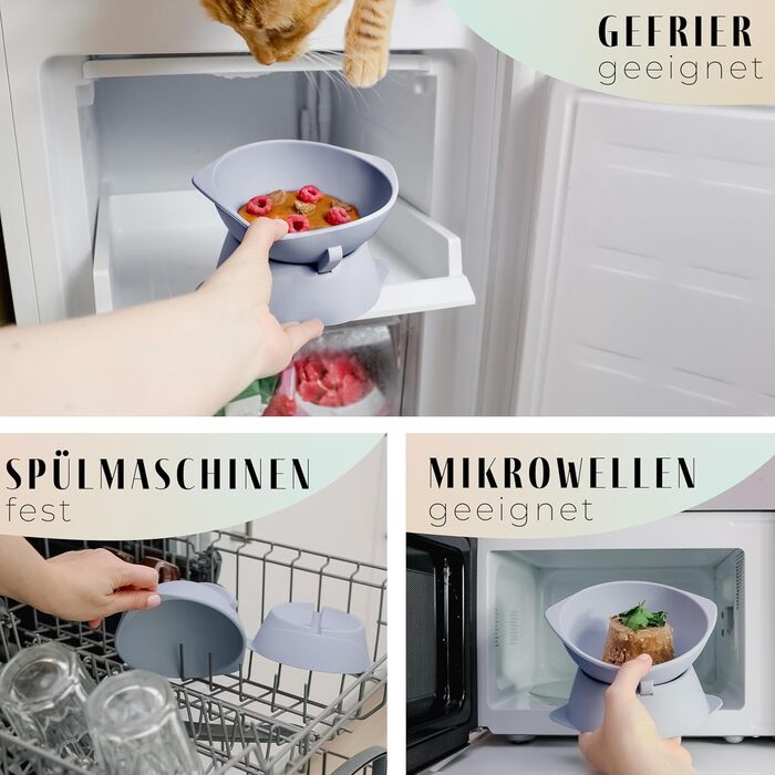 Підвищений миска для кота з регульованим нахилом | Миска для кота Silikon ne&no® (небесно-блакитний)