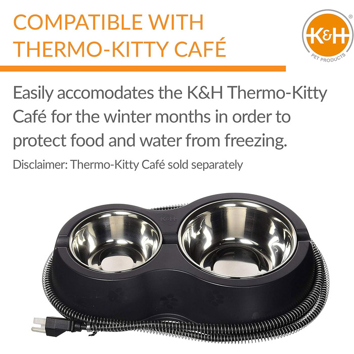 Двоповерховий вуличний котячий будиночок K&H PET PRODUCTS з їдальнею та обігрівом, сірий, 55,9x68,9x68,9 см