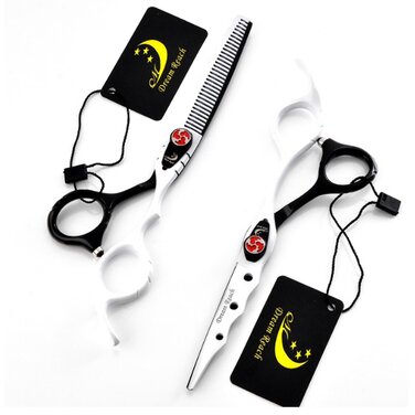 Професійні ножиці для грумінгу домашніх тварин, ножиці для вирівнювання волосся, чорно-білі ножиці для перукарів