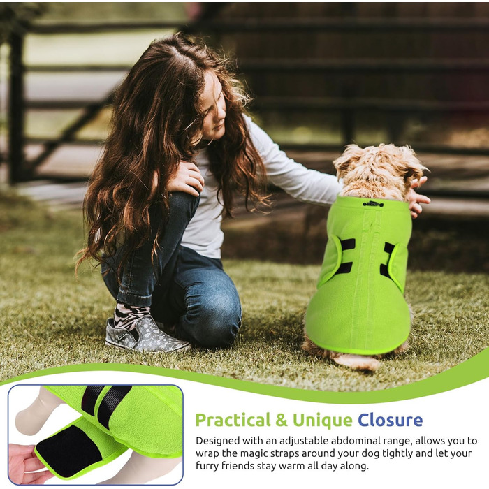 Теплий флісовий жилет для собак - флісова жилетка для маленьких та середніх собак, жилет для собак, теплий одяг для тварин, зелений (XS)