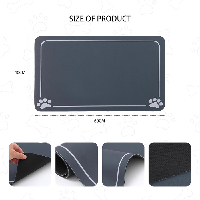 Килимок під годівницю для собак та котів, неслизький, швидковисихаючий, легко миється (зелений, 40x60 см)