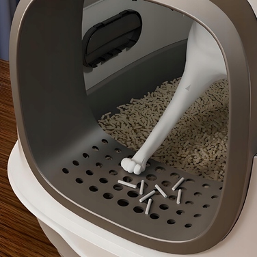 Закритий лоток для котів Globani, сірий, з підсвіткою та висувною шухлядою, 39x35x37 см