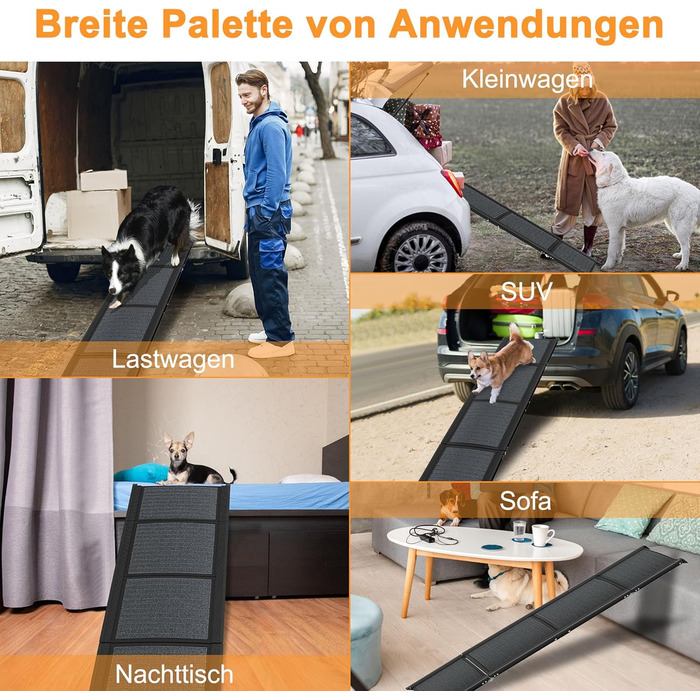 Рампа для собак Klappbare Hunderampe, алюміній, 157x43 см, до 110 кг, з антиковзким покриттям