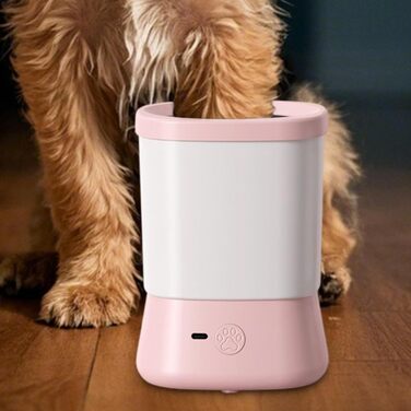 Очисник лап для собак | Портативна щітка для лап, анти-розбризкування, 2 швидкості, рожевий