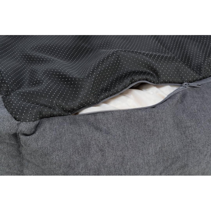 Ліжко для собак TRIXIE Liano, 80x60 см, сіре - м'яке, з наповнювачем з пінопластових кульок, для великих собак, з антиковзким покриттям, миється, 37981