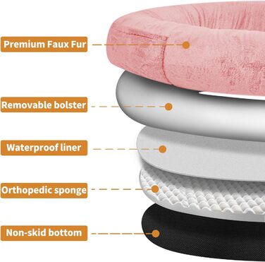 Ліжко для собак та людей NESTROAD, 180x114x35 см, рожеве. Зручне ліжко-мішок з штучним хутром, ковдрою та подушкою.