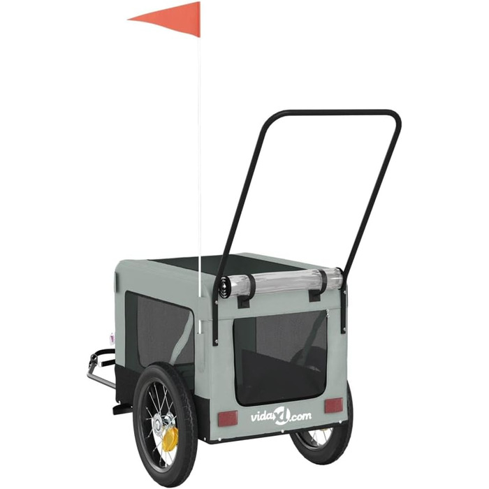 Причіп для велосипеда ZEYUAN для собак сірий та чорний, з оксфордської тканини та металу, вантажний, ручний, 93930