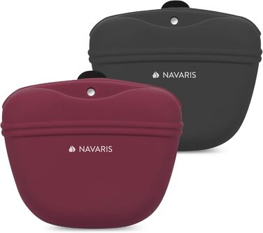 Набір з 2 Silikon Futterbeutel Navaris для собак - мішечки для ласощів, сухого та вологого корму (сірий & червоний)