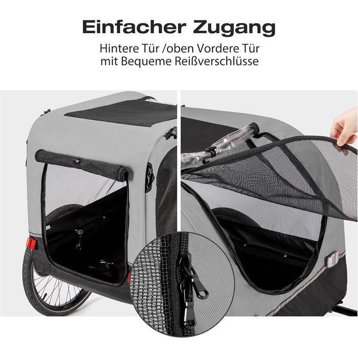 Причіп для собак CXWXC 2-в-1: велосипедний причіп та візок для собак з амортизаторами, сірий, вантажопідйомність 40 кг