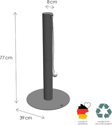 LucyBalu® PAPERPOLE – Когтеточка-стовпчик для котів, вільностояча, з паперовим канатом, компактний котячий дряпак, стовп для заточки кігтів, меблі для котів, антрацит