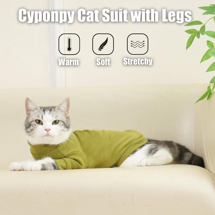 Пуловер для кота Сфінкс, теплий пуловер для безшерстних котів, теплий одяг для котів, пуловер для котів, теплий котячий одяг, костюм на Новий Рік (XL, Оливковий)