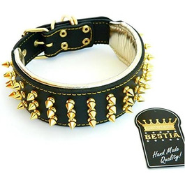Bestia™ нашийник Gold Giant для великих собак, 100% шкіра, м'яка підкладка, 6,3 см, преміум якість