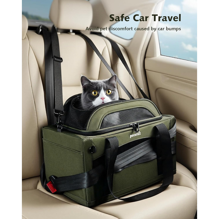 Транспортна сумка для котів Pecute: легка, складана, для подорожей, зелена