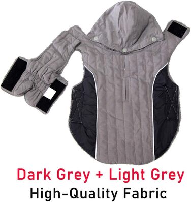 Теплий флісовий худі для собак маленьких та середніх порід. Зручна куртка для цуценят на холодну зиму. Сірий колір, розмір M (1 шт.)