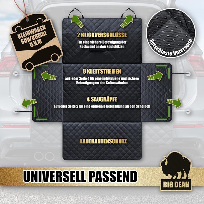 Захисна підкладка для багажника BigDean Premium з боковими та захистом бампера – захист багажника для собак, стійкий до бруду та води – універсальна ванна для багажника для собак та багажу