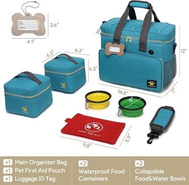 Універсальна переноска для тварин, ідеальна для подорожей та ночівель. Аксесуари для котів та собак з пеленальною сумкою та кількома кишенями (Океановий блакитний)