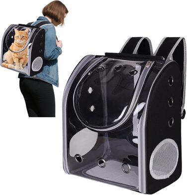 Рюкзак для собак та котів PETCUTE, дихаючий, прозорий, з підкладкою, для подорожей, дозволений авіакомпаніями