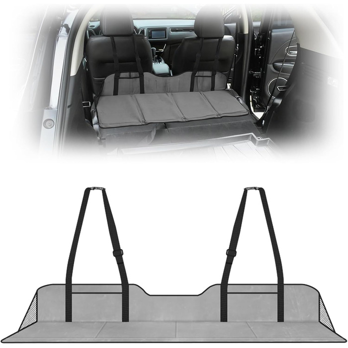 Розширювач для заднього сидіння автомобіля, килимок-матрац, сірий, фланель | Розширювач для SUV, MPV, компактних авто