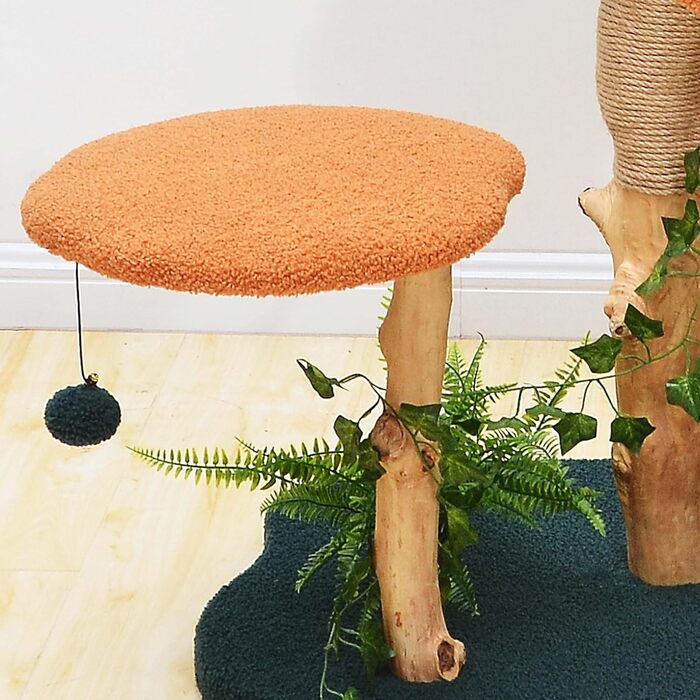 Котячий будиночок з подвір'ям та дряпалкою Fudajo 154 см, з м'яким хутром та деревом, з іграшками