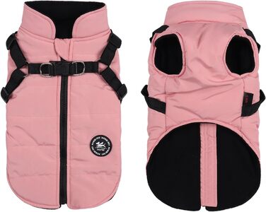 Куртка для собак Norbi, зимовий теплий плащ з інтегрованим нашийником, регульований, для маленьких та великих собак, холодна погода (X-Large, Рожевий)